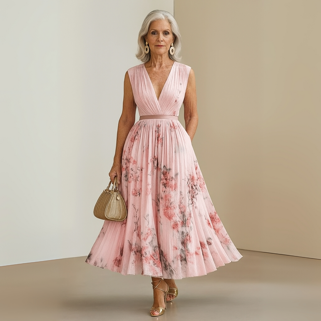 Ismeria | Pleated Sleeveless Maxi Dress for Women