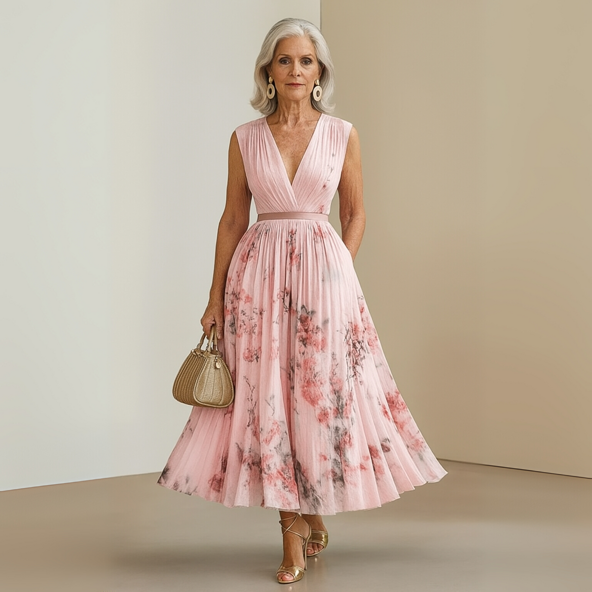 Ismeria | Pleated Sleeveless Maxi Dress for Women