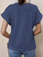 Leontine | Crochet Blouse with Crew Neck and Short Sleeves for Women