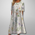 Idalia | Floral Midi Dress with Short Sleeves for Women