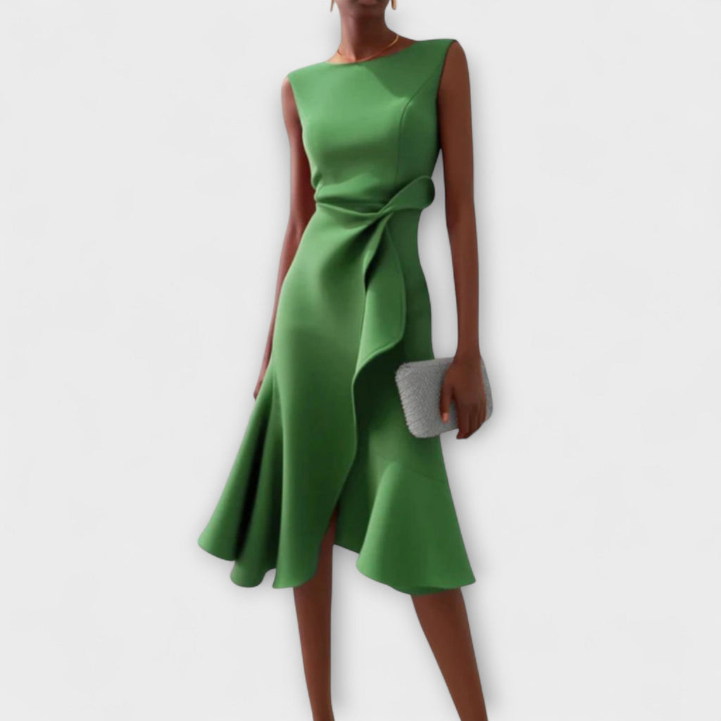 Cora | A-Line Midi Dress with Wrap Detail for Women