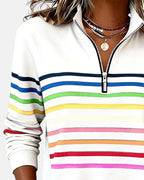 Iris | Striped Half-Zip Sweatshirt for Women