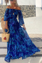 Cosette | Floral Wedding Guest Off-Shoulder Maxi Dress for Women