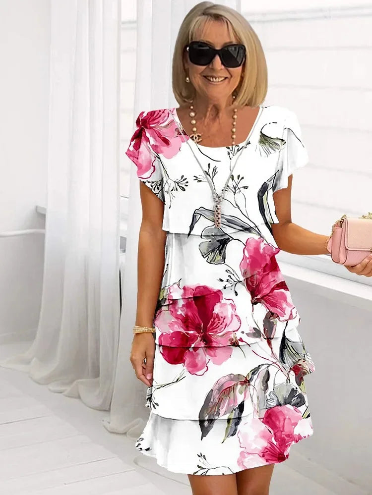 Mia | Pleated A-Line Floral Dress for Women