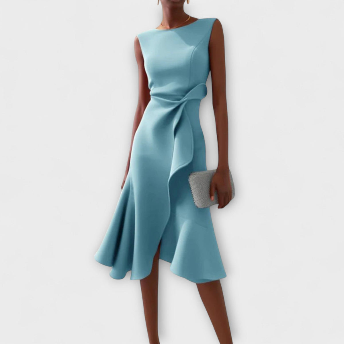 Cora | A-Line Midi Dress with Wrap Detail for Women