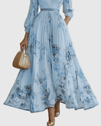 Godiva | Pleated Maxi Dress with V-Neck for Women