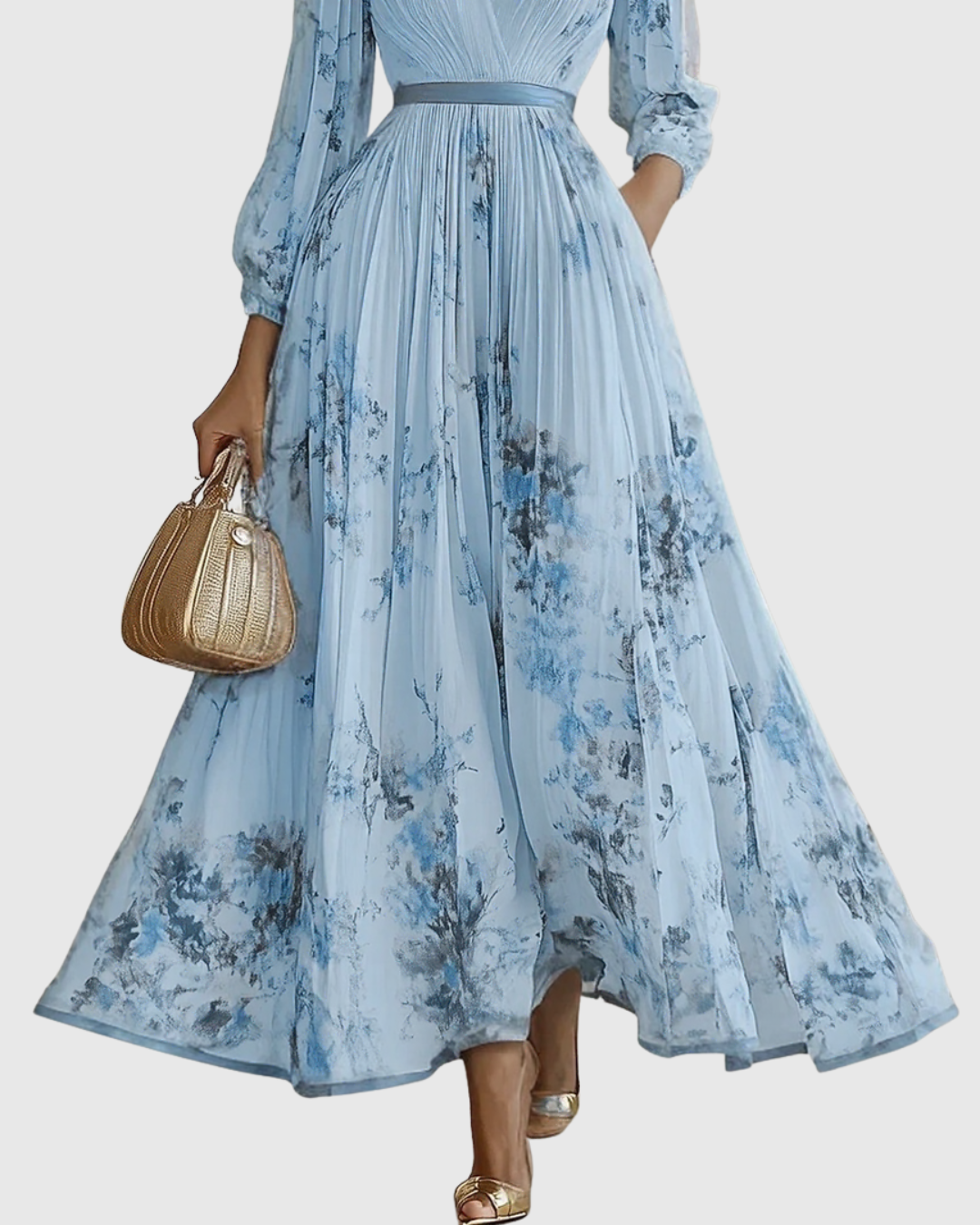 Godiva | Pleated Maxi Dress with V-Neck for Women