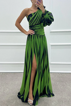 Cordelia | Striped Wedding Guest One-Shoulder Maxi Dress for Women