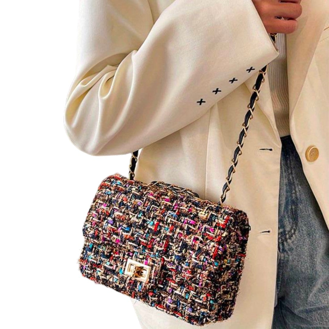 Cecilia | Tweed Chain Shoulder Bag for Women