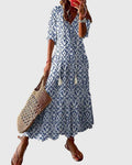 Amalia | Ikat Midi Dress with V-Neck for Women