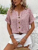 Tamara | Floral Button-Down Blouse with Short Sleeves for Women