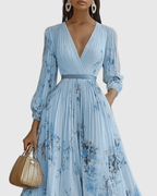 Godiva | Pleated Maxi Dress with V-Neck for Women