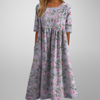 Idalia | Floral Midi Dress with Short Sleeves for Women