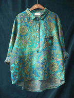 Caroline | Floral Oversized Collar Blouse for Women