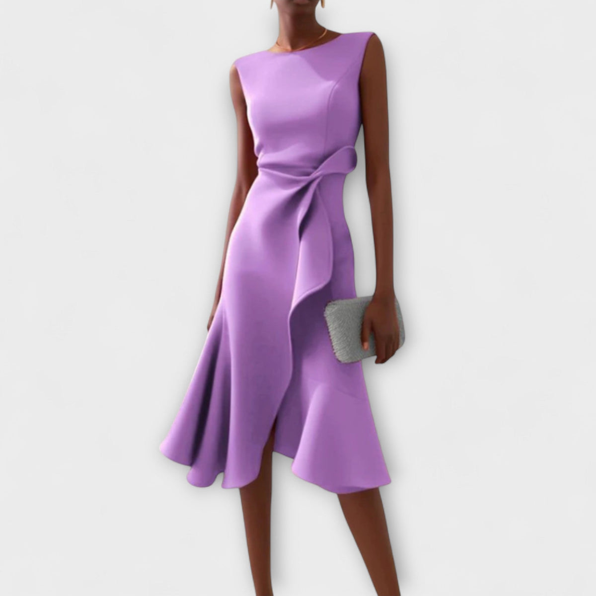 Cora | A-Line Midi Dress with Wrap Detail for Women