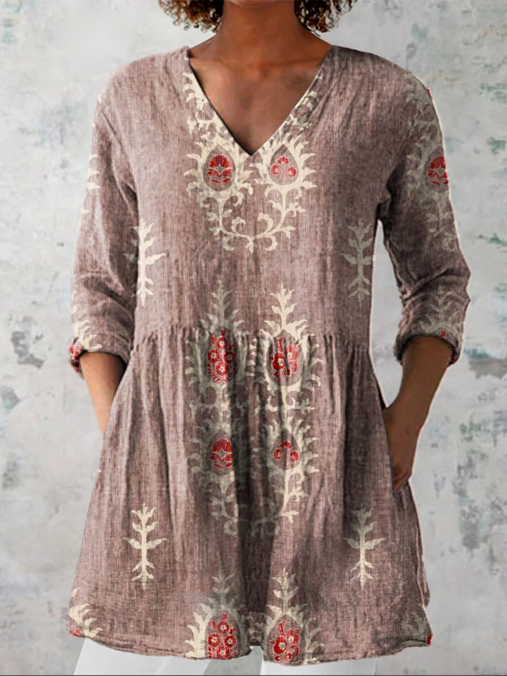 Maeve | Embroidered V-Neck Tunic Shirt for Women
