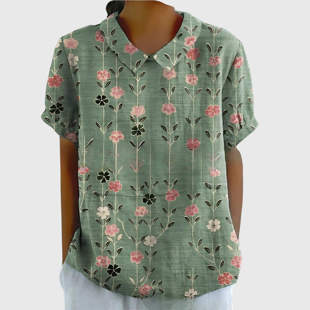 Jenna | V-Neck Short Sleeve Floral Blouse for Women