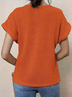 Leontine | Crochet Blouse with Crew Neck and Short Sleeves for Women