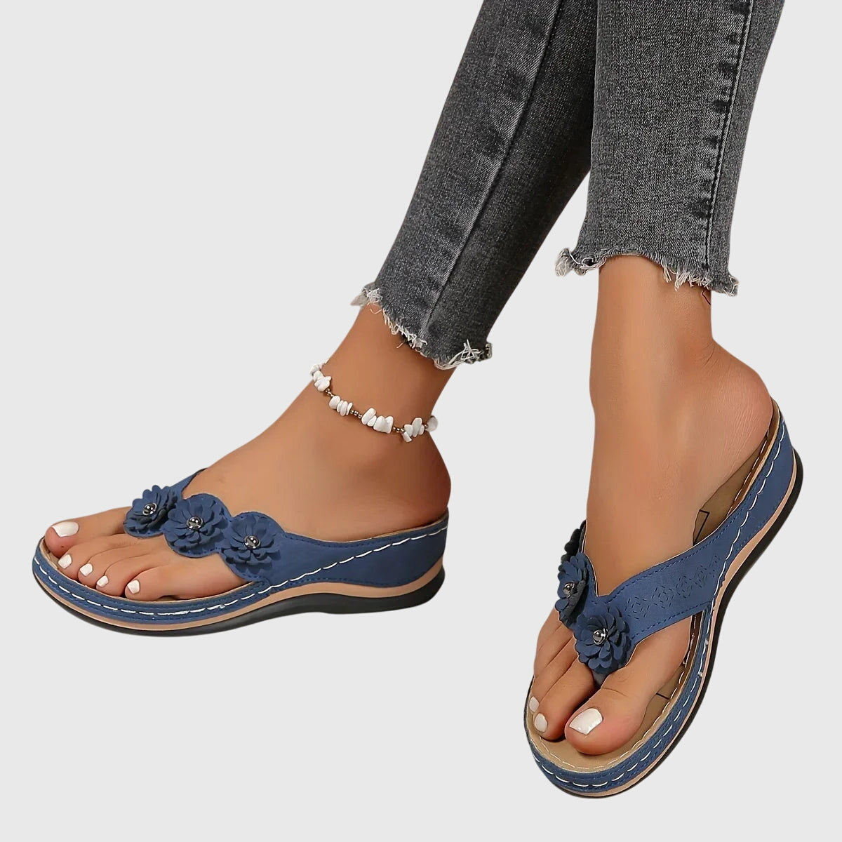 Silke | Flower Embellished Thong Sandals for Women