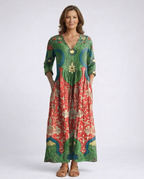 Leah | V-Neck Maxi Dress with Long Sleeves for Women