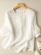 Lyric | Embroidered Blouse with Puff Sleeves for Women