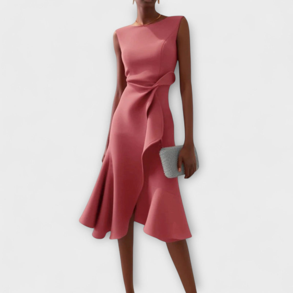 Cora | A-Line Midi Dress with Wrap Detail for Women