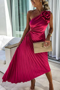Juliette | Wedding Guest One-Shoulder Pleated Midi Dress for Women