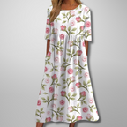 Idalia | Floral Midi Dress with Short Sleeves for Women