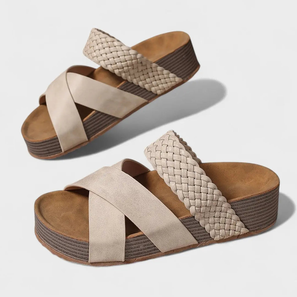 Alivia | Quilted Cross Strap Platform Sandals for Women