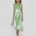 Aimee | Floral Off-Shoulder Midi Dress for Women