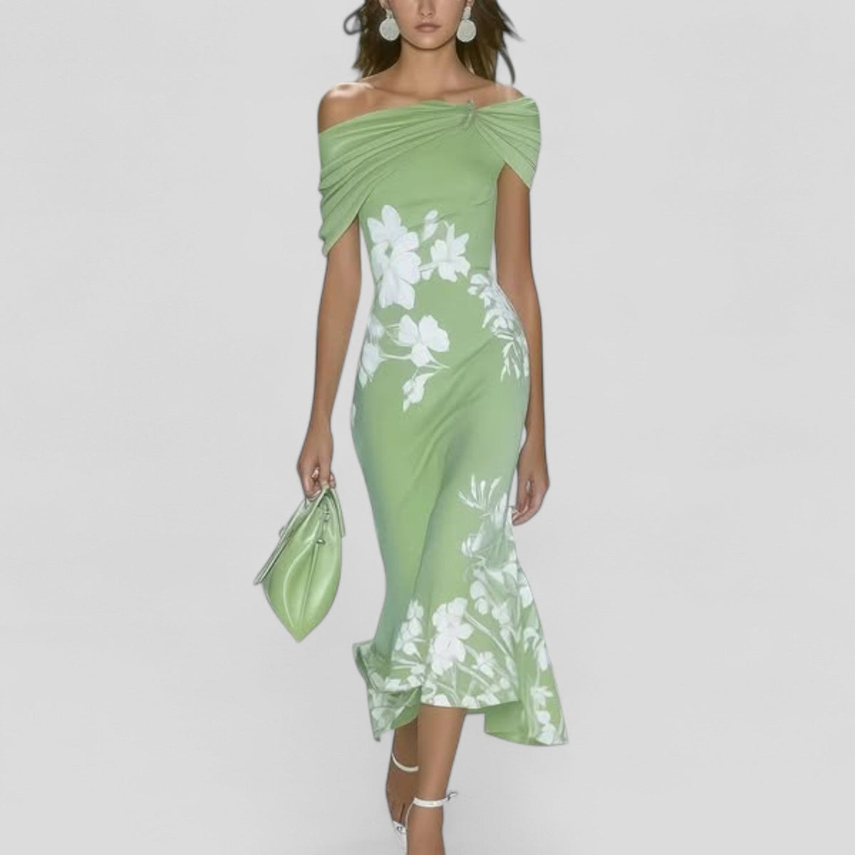 Aimee | Floral Off-Shoulder Midi Dress for Women