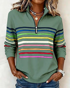 Rosetta | Striped Half Zip Sweatshirt for Women