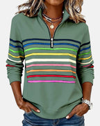 Iris | Striped Half-Zip Sweatshirt for Women