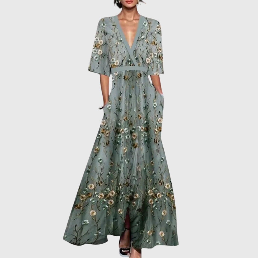 Candice | Wrap Maxi Dress with V-Neck for Women