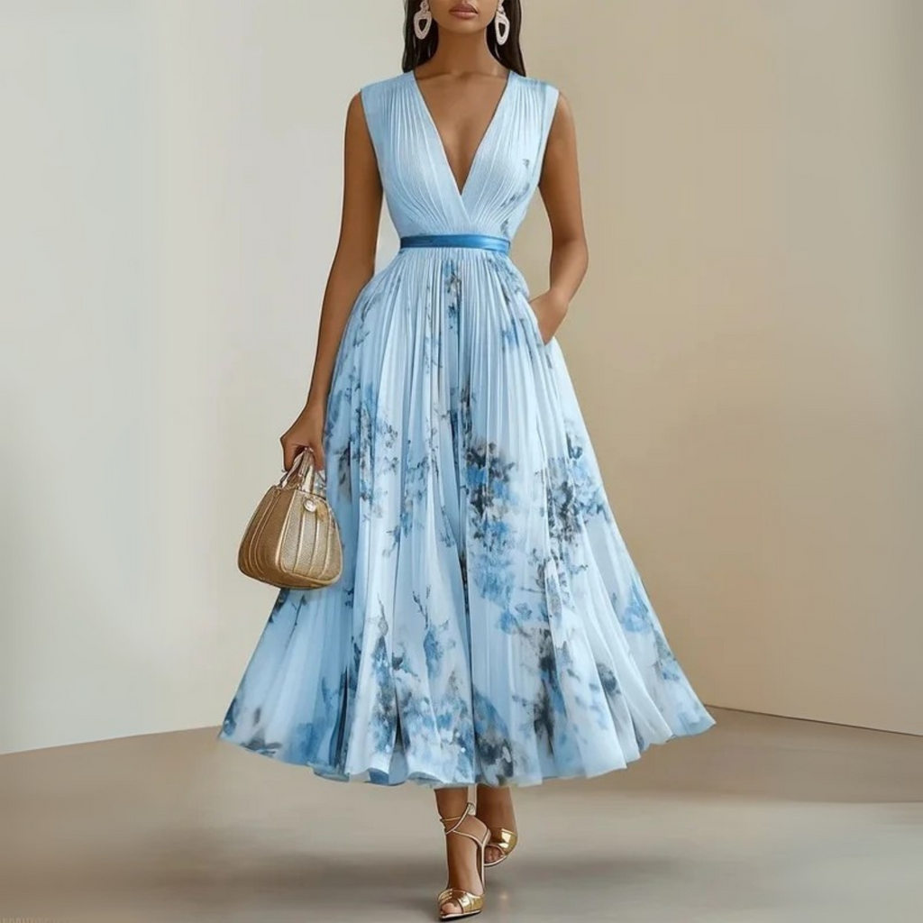 Ismeria | Pleated Sleeveless Maxi Dress for Women