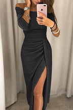 Helga | Off-Shoulder Midi Wrap Dress for Women