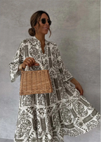 Winnie | Oversized Printed Midi Shirt Dress for Women