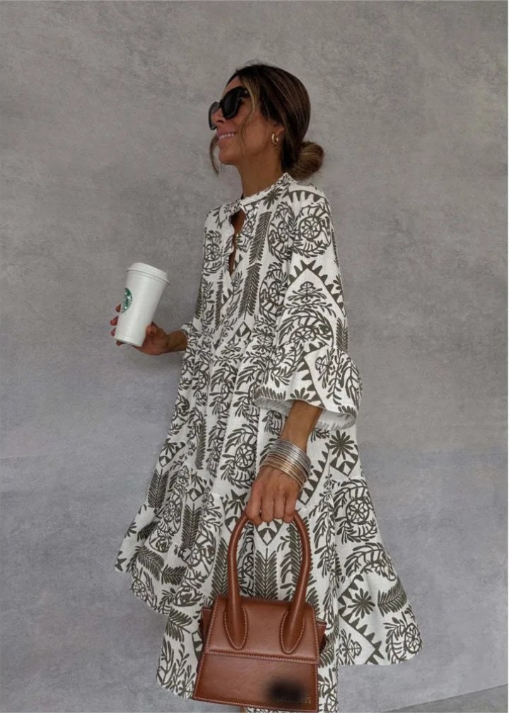 Winnie | Oversized Printed Midi Shirt Dress for Women