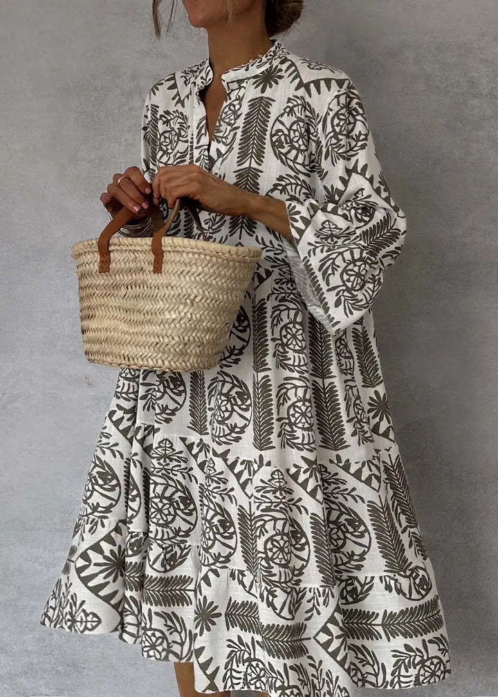 Winnie | Oversized Printed Midi Shirt Dress for Women