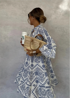 Winnie | Oversized Printed Midi Shirt Dress for Women