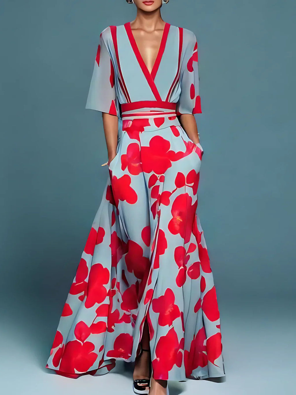 Brielle | Floral Maxi Dress with V-Neck for Women