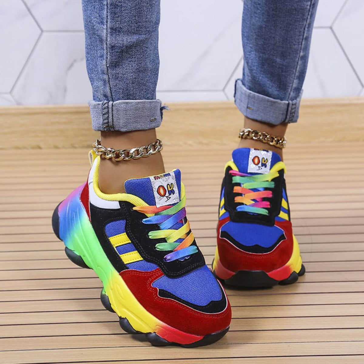 Jada | Neon Chunky Platform Sneakers for Women