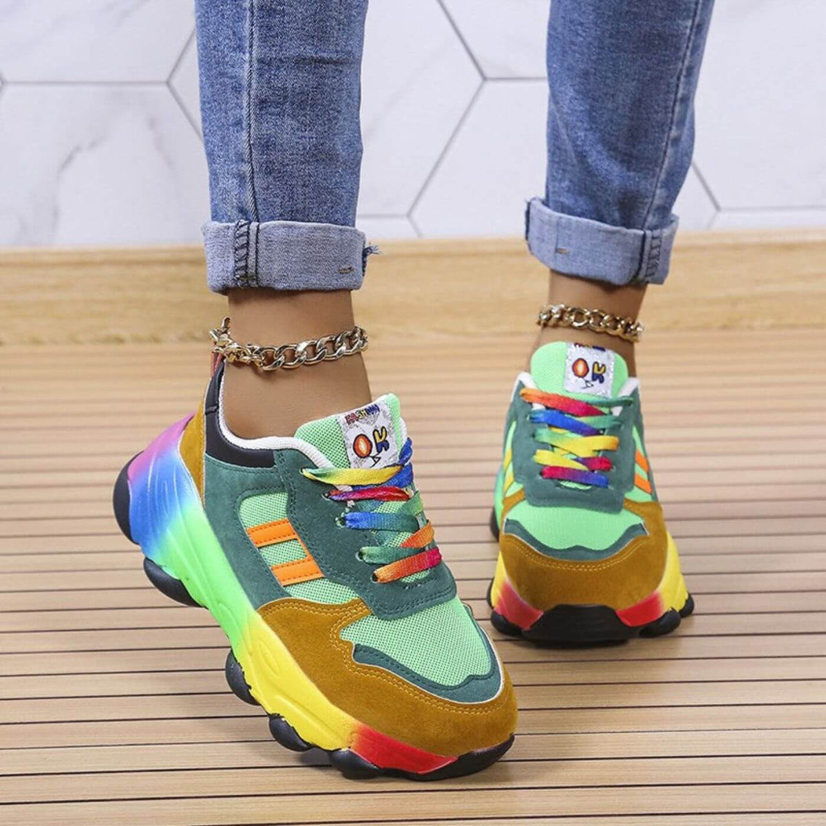 Jada | Neon Chunky Platform Sneakers for Women