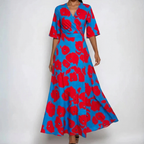 Greta | V-Neck Belted Floral Maxi Dress for Women