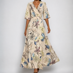 Greta | V-Neck Belted Floral Maxi Dress for Women