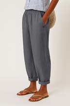 Rae | Straight Leg Linen Trousers with Side Pockets for Women