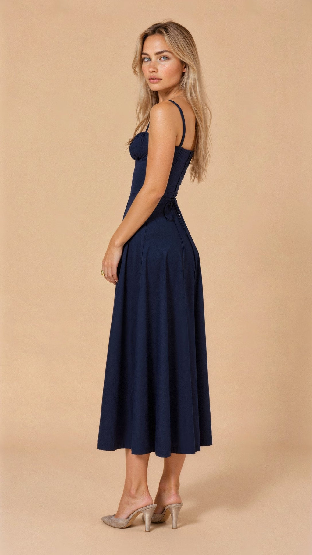 Thea | Floral Midi Dress with Sweetheart Neckline for Women