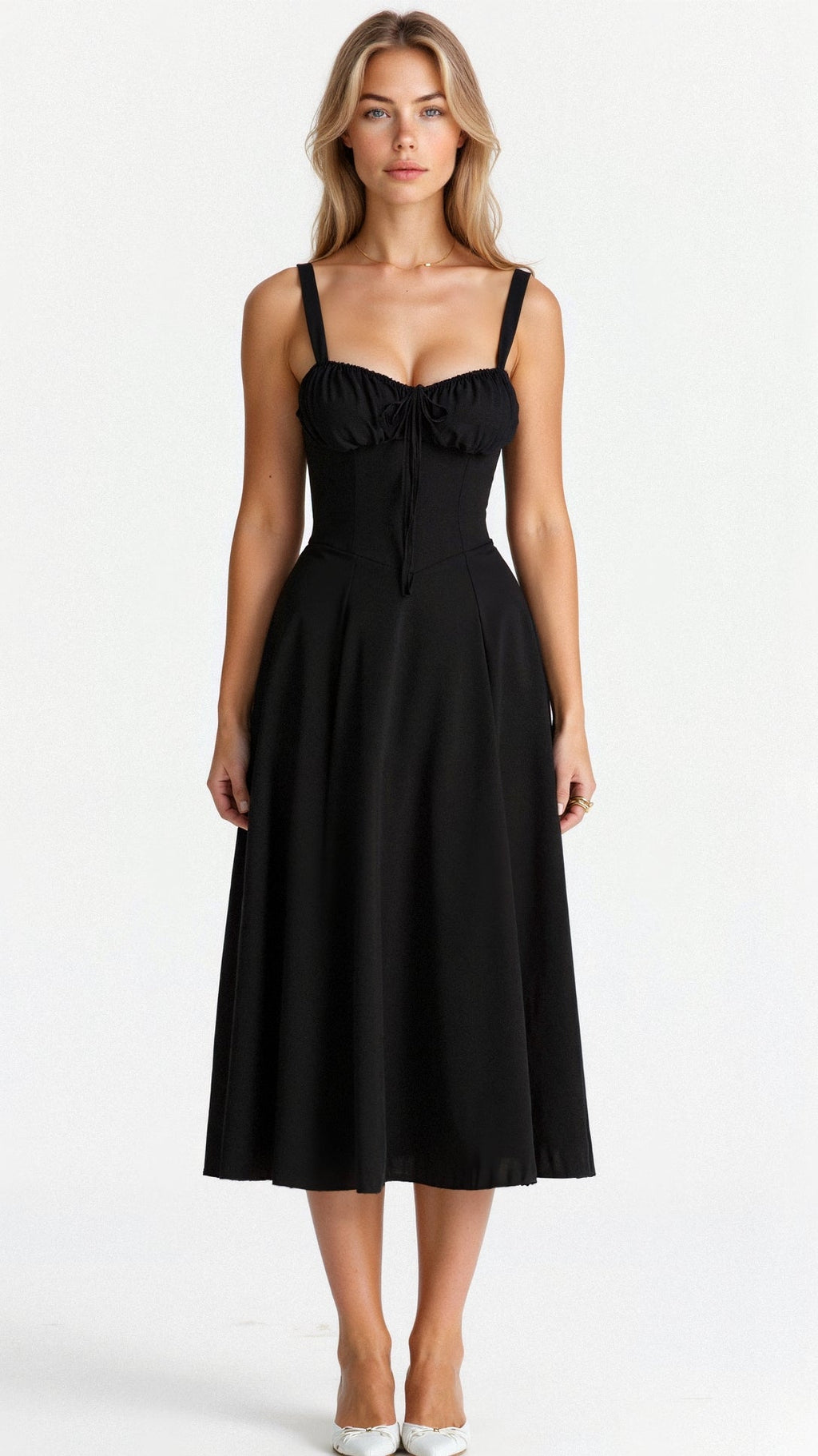Thea | Floral Midi Dress with Sweetheart Neckline for Women