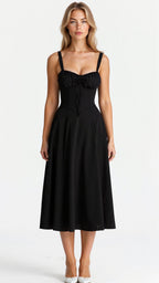 Thea | Floral Midi Dress with Sweetheart Neckline for Women