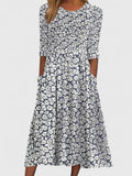 Larissa | Floral A-Line Midi Dress with Pockets for Women